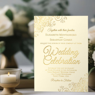 Elegant Gold Floral Frills on Cream Chic Wedding