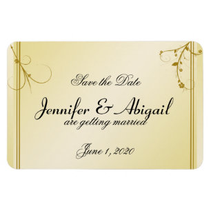 Elegant Gold Floral Gay Wedding Save the Date Magnet
