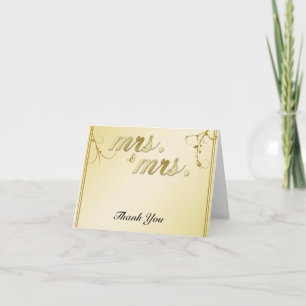 Elegant Gold Floral Gay Wedding Thank You Card