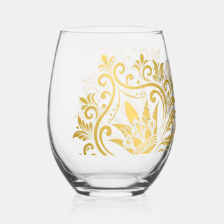 Elegant Gold Floral heart glasses 