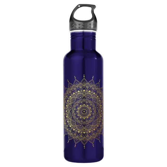 Elegant Gold Floral Henna Mandala 710 Ml Water Bottle (Front)