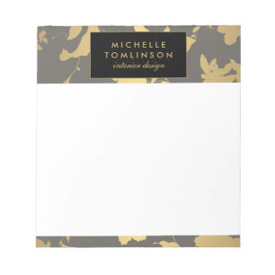 Elegant Gold Floral III Personalised Notepad
