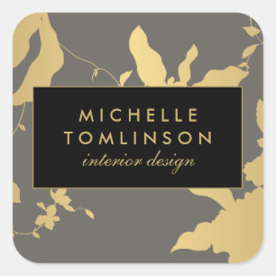 Elegant Gold Floral III Personalised Stickers