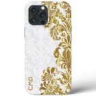 Elegant Gold Floral Lace White Damasks