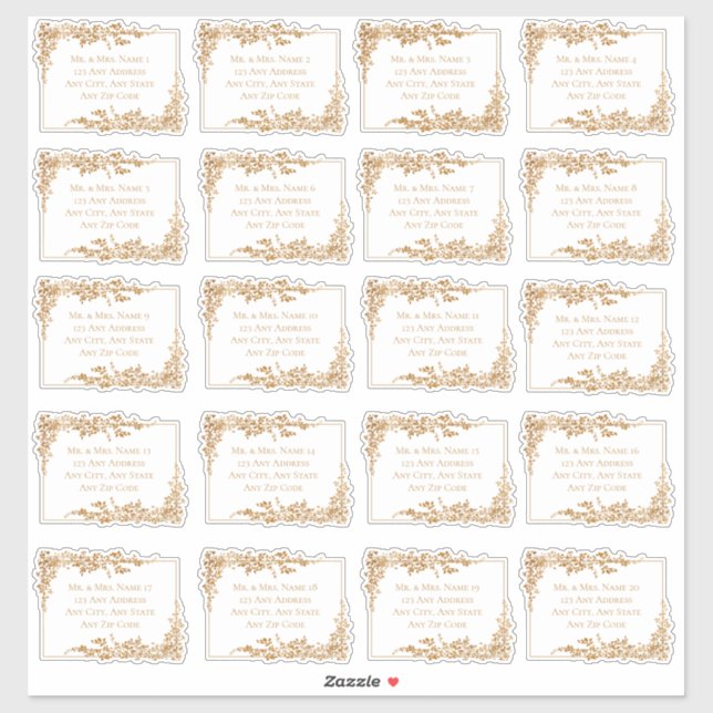 Elegant Gold Floral Leaf Address Labels (Sheet)