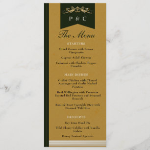 Elegant Gold Floral Library Book Cover Wedding Menu