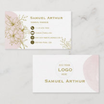 Elegant Gold Floral Lily - Business Card