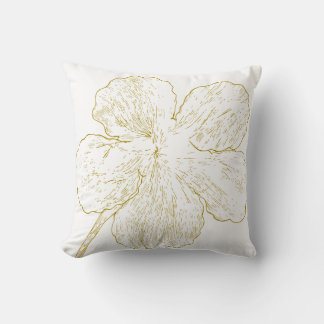 Elegant Gold Floral Line Art Minimalist Cushion