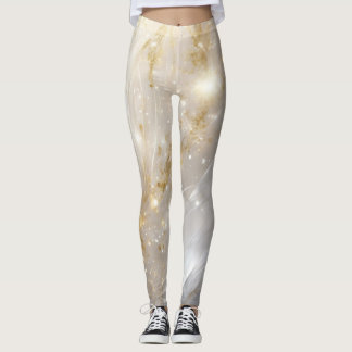 Elegant Gold Floral Marble Leggings