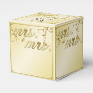Elegant Gold Floral Mrs Wedding Favour Box
