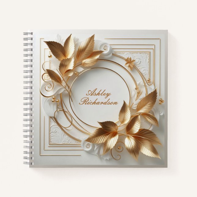 Elegant Gold Floral Notebook (Front)