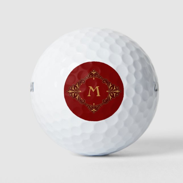 Elegant gold floral ornament design golf balls (Front)