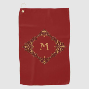 Elegant gold floral ornament design golf towel
