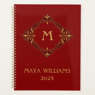 Elegant gold floral ornament design planner