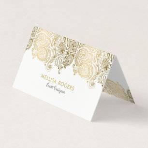 Elegant Gold Floral Paisley Lace Business Card