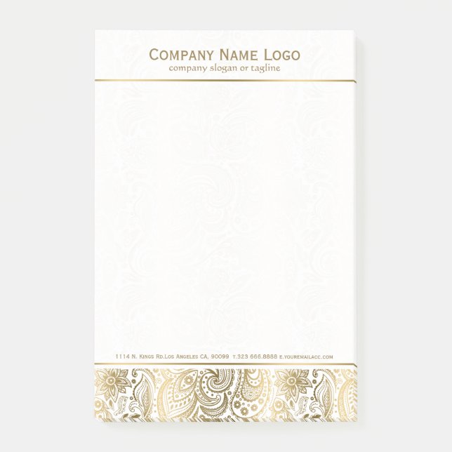Elegant Gold Floral Paisley PatternLace Post-it Notes (Front)