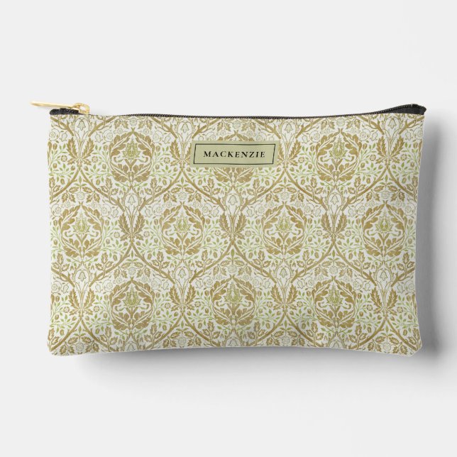 Elegant Gold Floral Pattern Accessory Pouch (Front)