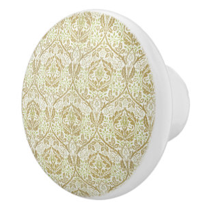 Elegant Gold Floral Pattern Ceramic Knob