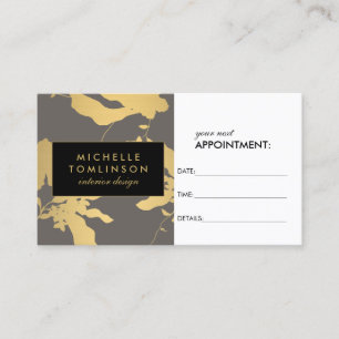 Elegant Gold Floral Pattern Grey Appointment Card