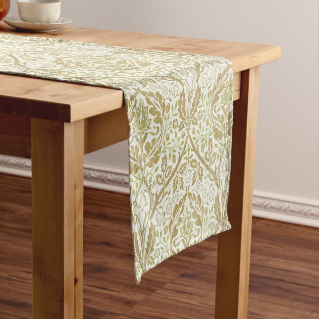 Elegant Gold Floral Pattern Short Table Runner (In Situ)