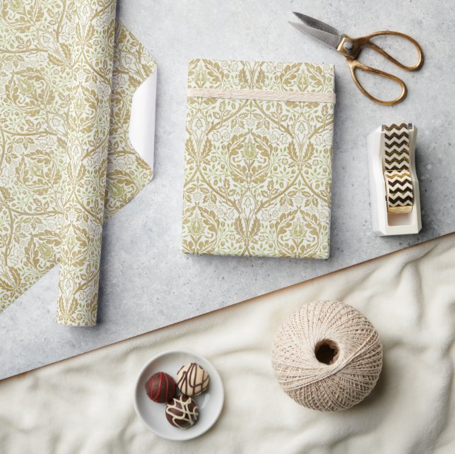 Elegant Gold Floral Pattern Wrapping Paper (Crafts)
