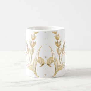 Elegant Gold Floral Personalised Coffee Mug