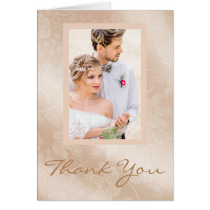 Elegant gold floral Photo Wedding Thank You