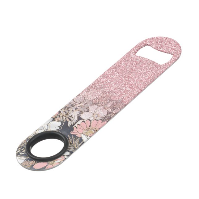 Elegant Gold floral pink Gradient Glitter Image (Front Angled)