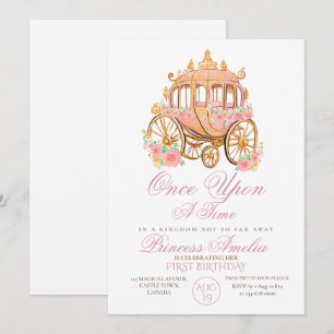 Elegant Gold Floral Princess 1st Birthday Invitation