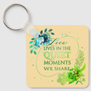 Elegant Gold Floral Quote Art Key Ring