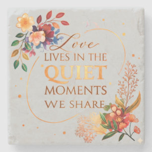 Elegant Gold Floral Quote Art Stone Coaster