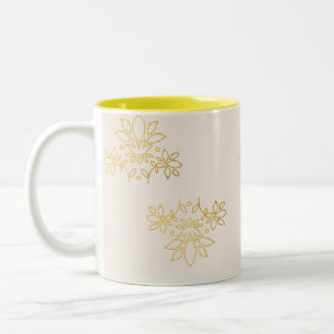 Elegant Gold Floral Royal Lotus Ceramic Coffee Mug