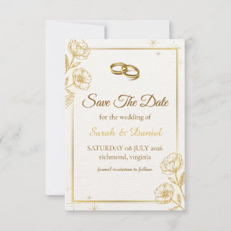 Elegant Gold Floral Save The Date Card