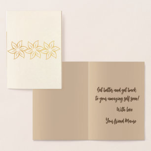 Elegant Gold Floral Stylised Pattern Get Well Real Foil Card