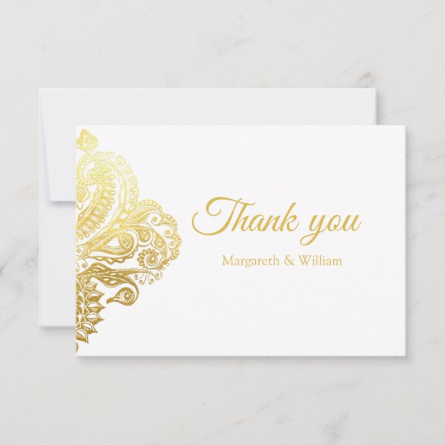 Elegant gold floral thank you card (Front)