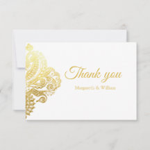 Elegant gold floral thank you card