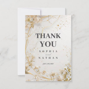 Elegant Gold Floral Thank You Card