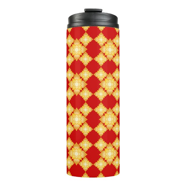 Elegant Gold Floral Thermal Tumbler (Front)