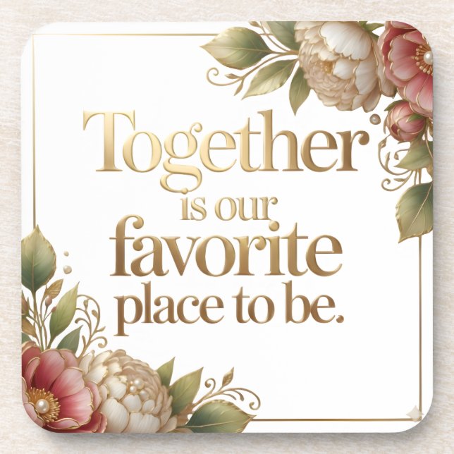 Elegant Gold Floral Typography – Coaster (Front)