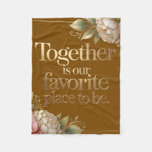 Elegant Gold Floral Typography Fleece Blanket
