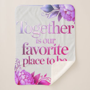 Elegant Gold Floral Typography Sherpa Blanket