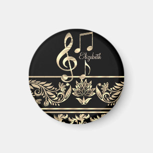 Elegant Gold Floral,Violin Key,Note Magnet