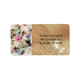 Elegant Gold Floral Watercolor Abstract Wedding La Label
