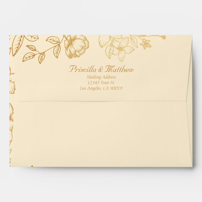 Elegant Gold Floral Wedding Envelope (Back (Top Flap))