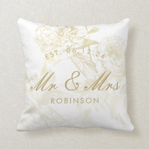 Elegant Gold Floral Wedding Favour Cushion
