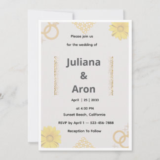 Elegant Gold Floral Wedding Invitation - Chic Gold