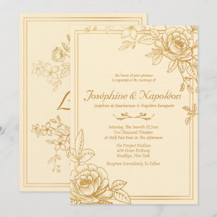 Elegant Gold Floral Wedding Invitations