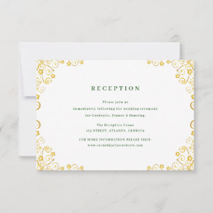 elegant gold floral wedding reception card