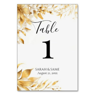 Elegant Gold Floral Wedding Table Card