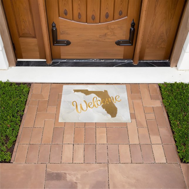 Elegant Gold Florida State Map Welcome Doormat (Outdoor)